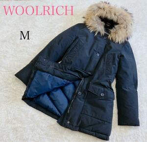 WOOLRICH ウールリッチ ダウンコート ジャケット M ネイビー フォックスファー フード ロゴボタン フェザー