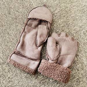 [ free shipping ] gloves velour reverse side nappy Brown 