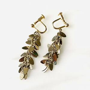 [ free shipping ] Gold leaf .... long earrings 