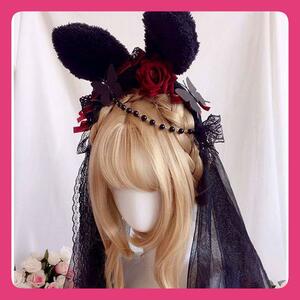  Katyusha .. ear cosplay Lolita hair ornament lace ribbon hair accessory 