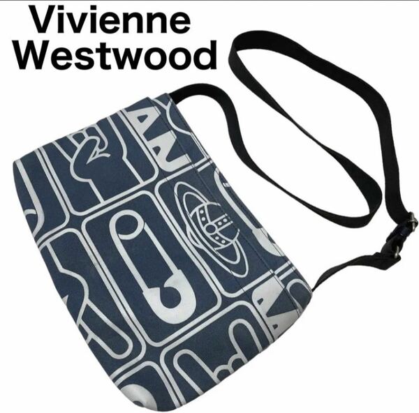 希少　Vivienne Westwood ヴィヴィアンウエストウッド　総柄　ショルダーバッグ　クロスボディ　サコッシュ　ポシェット オーブ　安全ピン