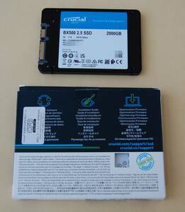 【即決】超美品 Crucial 大容量SSD BX500 2.5インチ 7mm SATA 2TB CT2000BX500SSD1JP 購入2023/09 利用時間21時間/電源投入61回 送料230円~