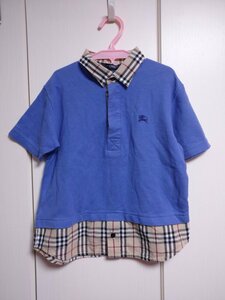 バーバリー BURBERRY 半袖 重ね着風 チェック ポロシャツ キッズ 子供服 120A ZEOEOASM