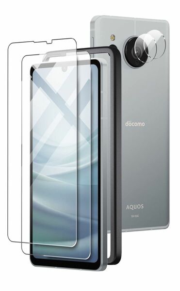 AQUOS sense7 【ガラスフィルム2枚+ガイド枠+カメラフィルム2枚】