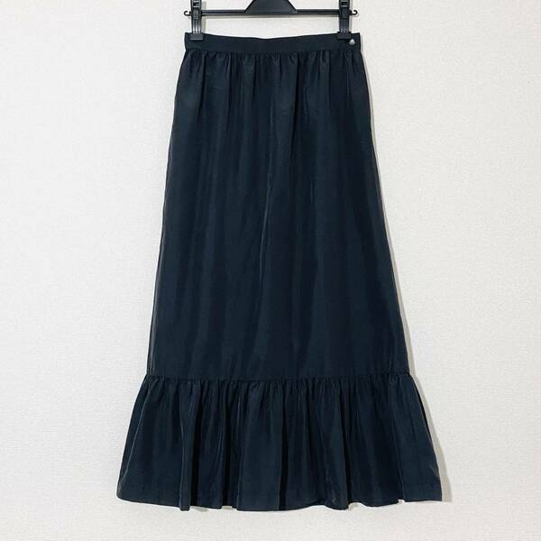 【美品】BEAMS BOY シャンブレー ティアードスカート ブラック F ビームスボーイ ナイロン BLACK SKIRT