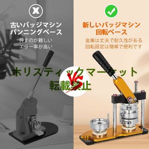 缶バッジマシーン 新型缶バッチマシーン 回転バッジマシン 58mm缶バッヂ製造機 缶バッジメーカー DIYバッジ バッジ素材 100個付き F208