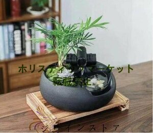 人気美品★ セレブ好物卓上噴水　天然　加湿器　植木鉢　竹　玄関噴水　風水　加湿　開運書斎用　癒し　インテリア雑貨