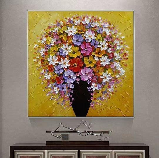Manager's choice ★ Extremely beautiful item ★ Hand-painted oil painting with flowers adding color to this high-quality decorative painting, Painting, Oil painting, Still life