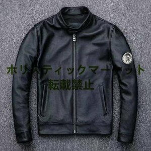 極美品★牛革 レザージャケット スリム バイカー スタンドカラー レザージャケット ショートジャケッS～5XL