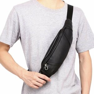 ボディーバッグ メンズ レザー ショルダーバッグ 斜めがけ 本革 牛革 鞄 カバン 軽量 多機能 黒