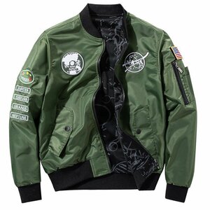 欧米 両面服 リバーシブル 空軍 NASA フライトジャケット スタジャン ミリタリージャケット メンズ アウター新品 M~6XL ミリタリーグリーン