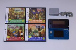 ニンテンドー Nintendo ３DS 本体セット レイトン教授シリーズ ４作品 中古