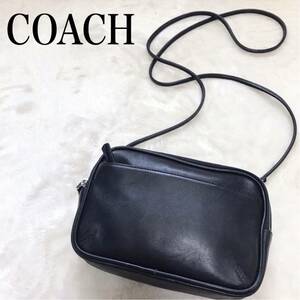  beautiful goods Old Coach all leather camera bag shoulder bag black black COACH