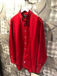 ９０年代　９０’S アメリカ製　USA製 Ralph Lauren ラルフローレン　made in usa 長袖シャツ サイズL レッド　FK