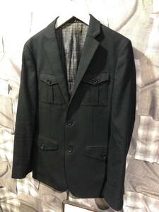 1円 ★ BURBERRY BLACK LABEL ★ バーバリーブラックレーベル テーラードジャケット D1E81-210-09 サイズL ブラック　FK