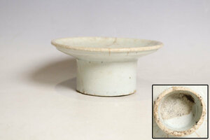 朝鮮古陶磁器 李朝白磁台皿 李朝時代（D480）