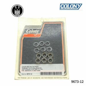 9673-12 コロニー 1/4-24 六角ナット 6パック ハーレーダビッドソン HEX NUT 6 PACK