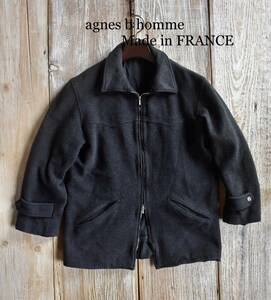 希少 agnes b homme アニエスベーオム フランス製 ウール カシミヤ コート ジャケット ジップアップ 1 ワイドシルエット ビンテージ 90s