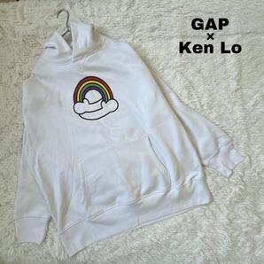 GAP×KenLo スウェットパーカー ハグ レインボー 裏起毛 厚手 レディース XXL相当 ad4①
