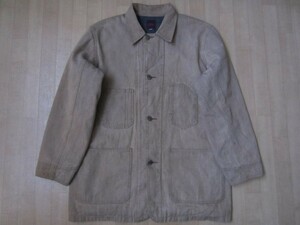 90's 00's made in Japan FULLCOUNTga tea poke change button Brown Duck ground coverall jacket 40 Fullcount Work reissue Denim 