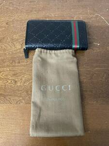 ★GUCCI グッチ ラウンドファスナー ジッピーウォレット 財布 長財布 メンズ 男性物 黒 ブランド GG