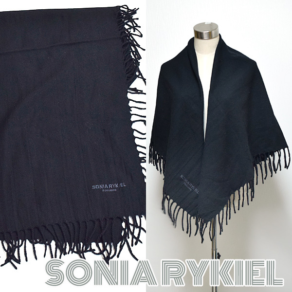 SONIA RYKIEL ソニアリキエルSONIA 刺繍ロゴフリンジ大判