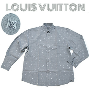 LOUIS VUITTON# beautiful goods /LV Logo Mark entering long sleeve shirt men's M cutter shirt Louis Vuitton gray cotton 