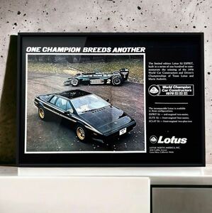 当時物!! Lotus Esprit S2 広告 / ポスター F1 Formula1 エスプリ ロータス ターボ GT ミニカー A3 V8 USA esssex Martini Racing JPS