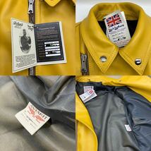 【44】美品 Lewis Leathers TightFit Cyclone HorseHide Yellow ルイスレザー タイトフィット サイクロン ホースハイド イエロー G2337_画像7