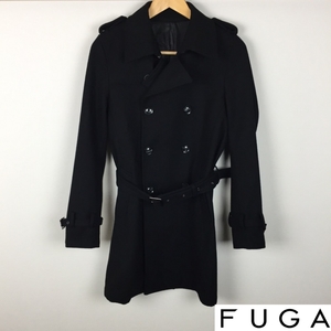 美品 FUGA フーガ メルトンピーコート ロング丈 ブラック サイズ44 返品可能 送料無料