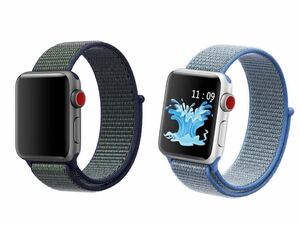 2本セットapple watch バンド38/40/41mmナイロンバンド 交換ベルト 柔らかい　通気性いい