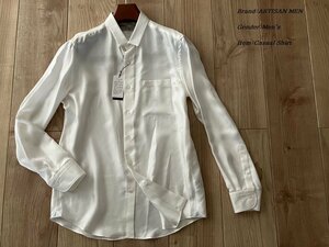 新品 ARTISAN アルチザン メン 日本製 シルク100% レギュラーカラーシャツ 02ホワイト Lサイズ 19IT01 定価30.800円