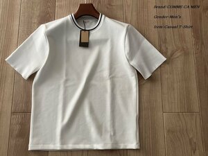 新品訳有り COMME CA MEN コムサメン ニットリブコンビ Tシャツ 01ホワイト Mサイズ 42TE01 定価16,500円