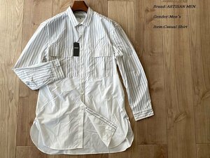 新品 ARTISAN アルチザン【Japan Made】パッチワーク風ストライプシャツ 01ホワイト Sサイズ 19IY10 定価28,600円