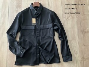 新品 COMME CA MEN コムサメン 厚手 テックポケット シャツジャケット 05ブラック Lサイズ 90IE30 定価27,500円