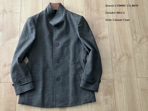 新品 COMME CA MEN コムサメン カシミヤ混 ウールビーバー加工 イタリアンカラーハーフコート 04グレー Lサイズ 10WA05 定価64,900円