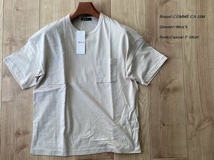 新品 COMME CA ISM コムサイズム 《コットン》 異素材切り替え Ｔシャツ 15ベージュ Fサイズ 64TP26 定価6,900円