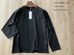 新品訳有り COMME CA ISM MEN コムサイズム ケーブル柄 ニットコンビ長袖Tシャツ 05ブラック Lサイズ 71KC05 定価3,900円