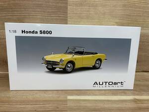 ３ 極美品 AUTOart MILLENNIUM オートアート 1/18 Honda S800 ホンダ エスハチ イエロー 73277 ミニカー 