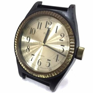 1円 FUJI 置時計 掛け時計 腕時計型 全長約67.2cm クォーツ ゴールド金具 ブラック系 稼働品 インテリア A8675