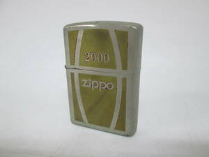 【1128h S7029】 ZIPPO ライター 2000 H XⅡ シルバー×ゴールド 火花OK タバコ 喫煙具 喫煙道具 USA製 オイルライター 中古