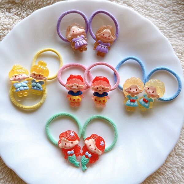 新品 キッズヘアゴム 10本セット 可愛い ディズニープリンセス 白雪姫 エルサ