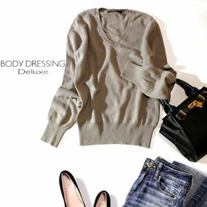 ☆ 美品 BODY DRESSING Deluxe ボディドレッシング デラックス ☆ カシミヤ100％ ふんわり綺麗め 細身 ニット セーター 9号 M 秋 冬 23B11