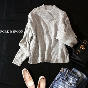 ☆☆ 美品 FORK＆SPOON アーバンリサーチ Doors ☆☆ ウール100％ ゆったり厚手 畦編み ニット セーター ONE 秋 冬 23C11