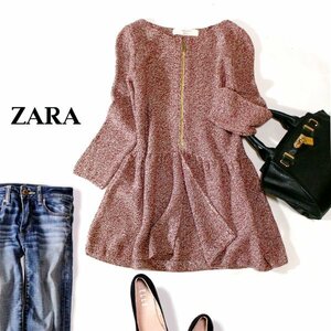 ☆☆ 美品 ZARA KNIT ザラニット ☆☆ 可愛い ジップアップ ニット チュニック M 春 秋 合服 23C11