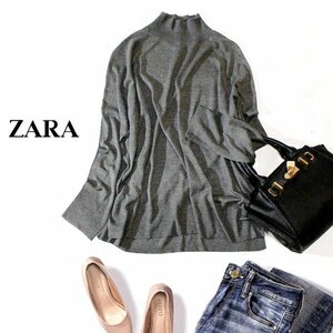 ☆☆ 美品 ザラ ZARA ☆☆ ゆったり綺麗め ハイネック レーヨンニット プルオーバー L 春 秋 冬 23D11