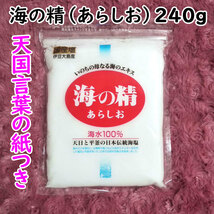 【送料無料】斎藤一人さんオススメの自然塩 海の精 240g あらしお 天国言葉の紙つき（can0990）結界塩 天然塩 あら塩_画像1