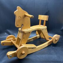 K1950　レトロ 木馬 子供用 乗用玩具 おもちゃ 置物 インテリア 店舗什器 カントリー調 木製 アンティーク_画像1