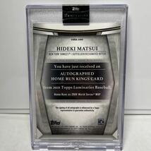 【 未開封・15シリ 】 Hideki Matsui 松井秀喜　/15 直書き　サイン　Auto 2021 Topps MLB Luminaries 【検索ワード　BBM EPOCH 】_画像2