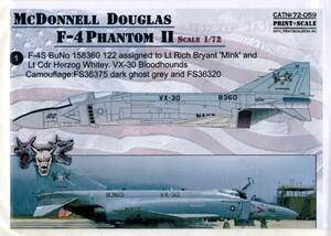 1/72 Print Scaleプリントスケールデカール　72-059 US NAVY F-4 Phantom Mig Killers of the Vietnam War Part 2